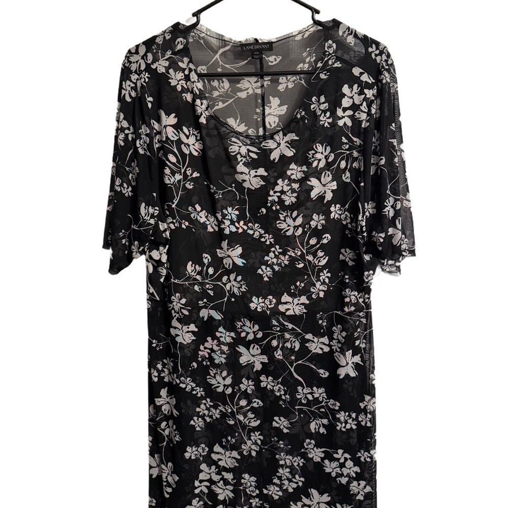 Lane Bryant Floral Black and White Long Layering Tunic Blouse